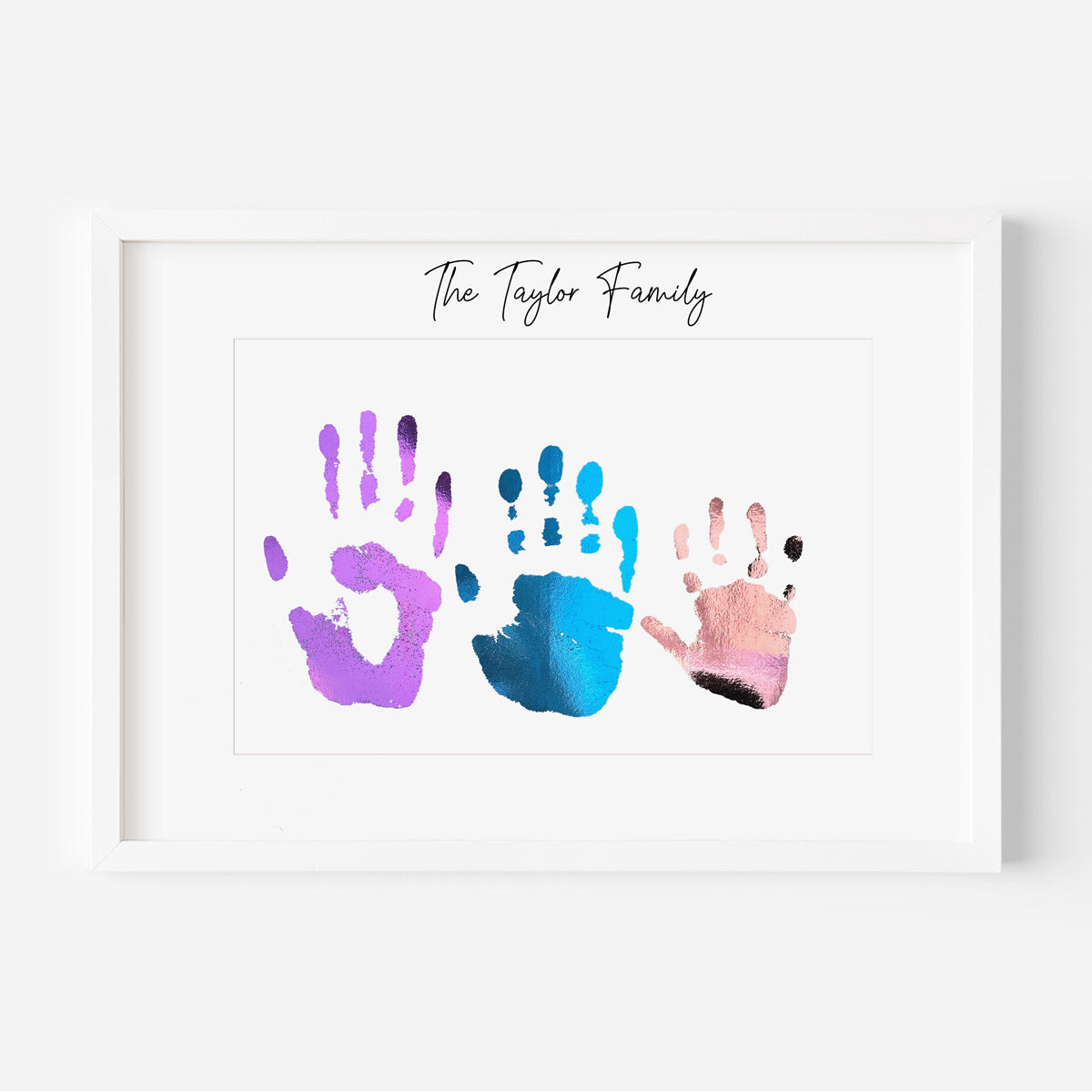 Kym Made It personalised A4 Family Print foiled handprint keepsake.