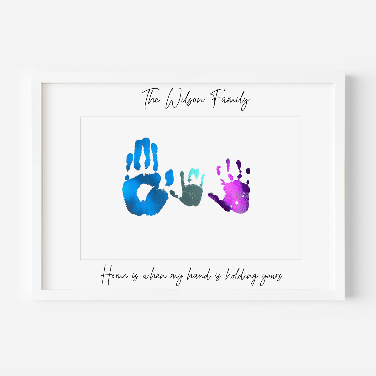 Kym Made It personalised A4 Family Print foiled handprint keepsake.