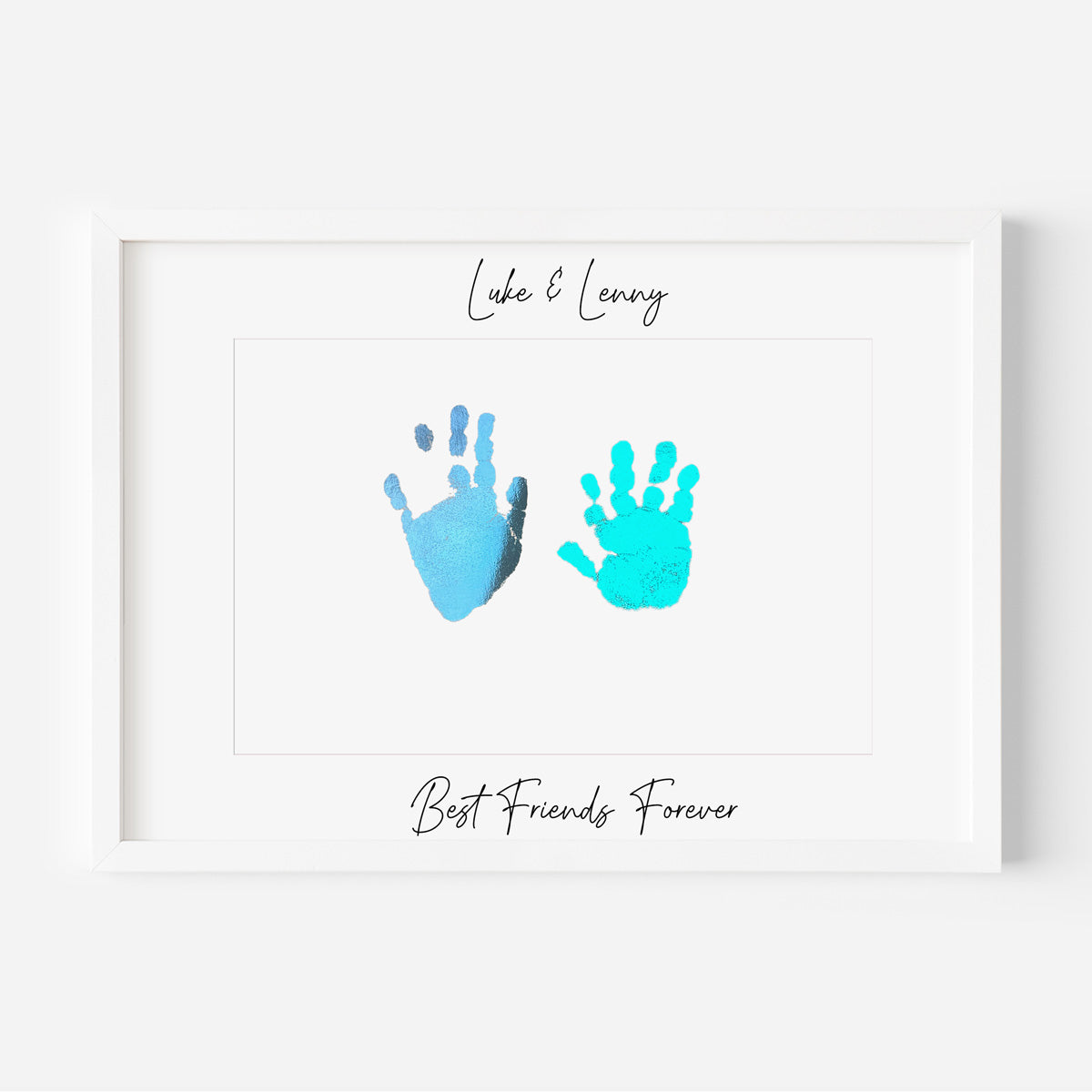 Kym Made It personalised A4 Family Print foiled handprint keepsake for siblings.