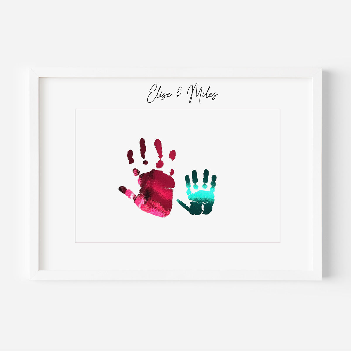 Kym Made It personalised A4 Family Print foiled handprint keepsake for siblings.