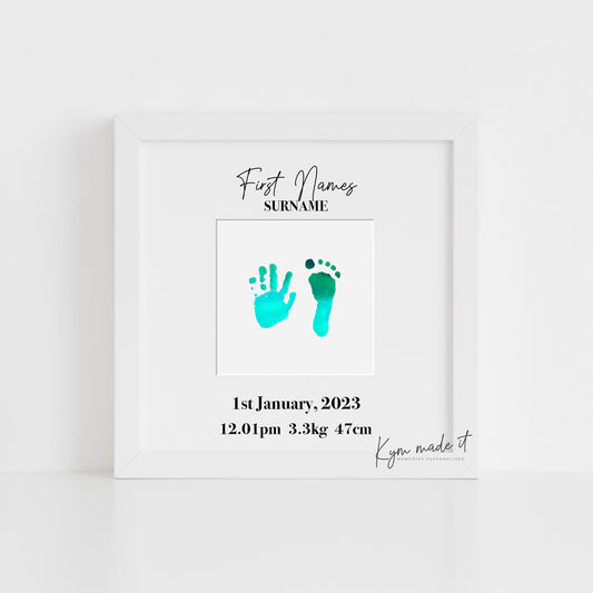 Example Square Birth Print keepsake by Kym Made It.